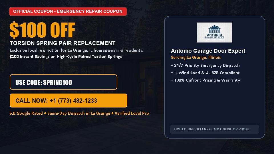 $100 OFF Dual High-Cycle Torsion Spring Replacement in La Grange, IL - Antonio Garage Door Expert